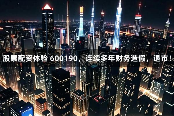 股票配资体验 600190，连续多年财务造假，退市！